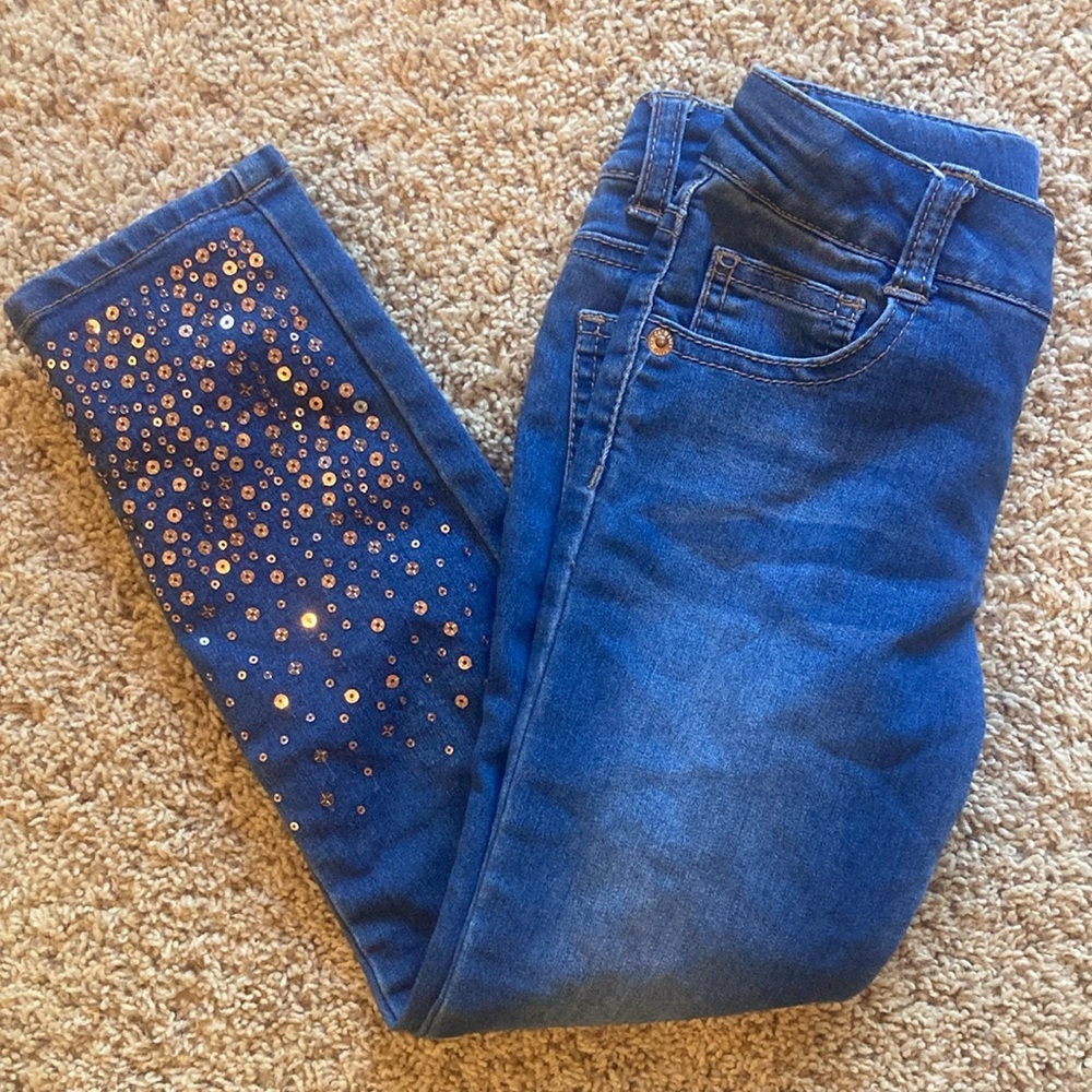 Cat & Jack Blue Jeans with Gold Sequin Accent